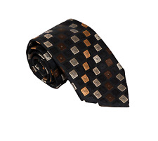 Jose Piscador Black, Silver & Gold Squares Design Mens Silk Neck Tie 57"