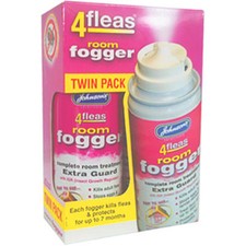 JOHNSONS 4 FLEAS TWIN PACK FLEA FOGGER KILLER BOMB - 2 CANS HOUSEHOLD FOG SPRAY