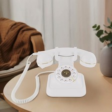 Vintage White Rotary Telephone