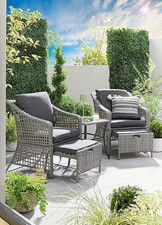 Rattan Companion Set Garden Furniture Chairs & Table Outdoor Bistro Set Grey-NEW