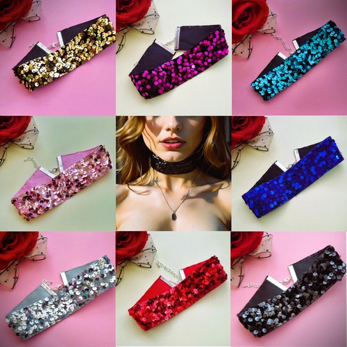 Retro necklace choker sequin - retro,