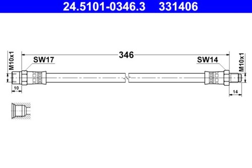 Brake hose ate - brake, fits