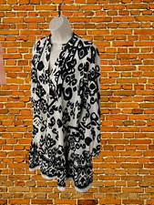 ZARA MONOCHROME DRESS MEDIUM VISCOSE LINEN WOMENS SHORT LONGE SLEEVE BLACK WHITE