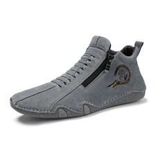 Men'S Genuine Leather Shoes,Breathable Casual Sneakers with Zipper Closure