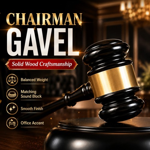 Wooden gavel and - block, set