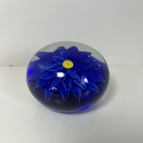Vintage glass paperweight blue - vintage,