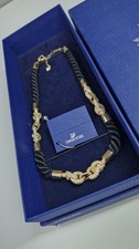 Swarovski Crystal Gold plated pave crystal and silk cord Necklace BOXED