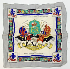 Royal Coronation 1953 QEII Coronation Silk Crepe Handkerchief Macclesfield   C17