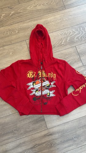 Hardy red cropped hoodie - hardy,
