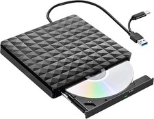 OrcoW External CD DVD Drive, Type-C USB 3.0 Portable CD/DVD +/-RW ROM Burner Rew