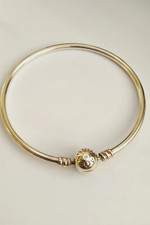 Pandora Moments Sterling Silver Bangle S925 with Ball Clasp