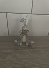 Grey Rabbit Ornament With Bow