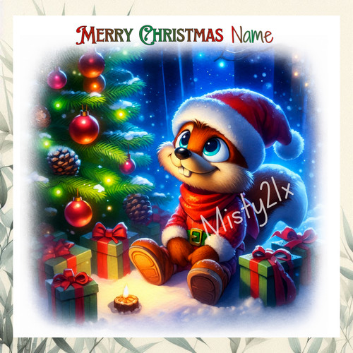 Personalised squirrel greeting - personalised,