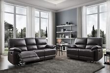 Black Genuine Leather 3 Seater