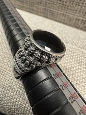 THOMAS SABO REBEL AT HEART STERLING SILVER BLACK ONYX SKULL RING SIZE 58 Uk Q1/2