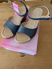 Navy Wedge Heel Sandals UK