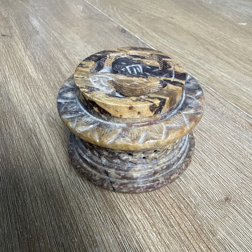 Indian soapstone trinket box - indian,
