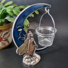 Tealight Holder Moon And Fairy Pewter Freestanding Candle Holder Signed WF