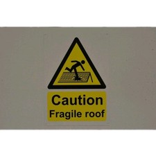 CAUTION FRAGILE ROOF A5 sign or sticker. 10pk