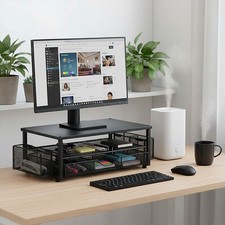Monitor Stand Riser with Drawer＆ Pen Holders, Desk Organizer for Home Office UK