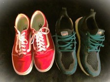 Men's Adidas Gunners 10-1/2 & Vans 10 red and white Flat sole Sneaker Bundle