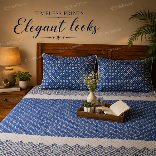 Bageecha blue kalamkari - -,