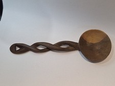 Carved Mango Wood Salad Serving Spoon – Twisted Handle – Tribal Rustic Kitchen