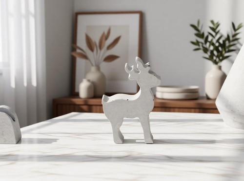 Handmade concrete reindeer - concrete,