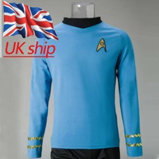 For Spock Blue Shirts Uniform TOS The Original Series Starfleet Cosplay Costume