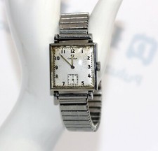 ELEGANT 1940s ART DECO STYLE OMEGA STAINLESS STEEL WRIST WATCH WORKING 