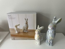 Next Set of Two Floral Bunny Ornaments - BNWT