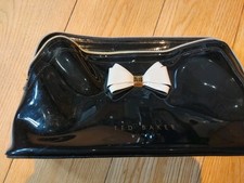 Ted Baker PVC Wash Bag Make-Up Case Travel Pouch Black Toiletry Wash Bow 