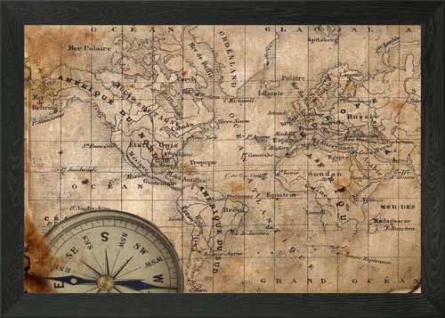 Old map framed - framed, art
