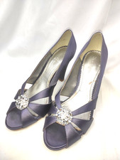Phase Eight Purple Belle Brooch Peep toe 3" Heels Shoes UK Size 4 EU 37