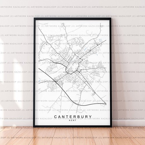 Canterbury map poster print - canterbury,
