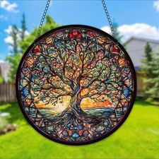 Tree of Life Suncatcher Stained Glass Effect Acrylic Window Hanging Decoration
