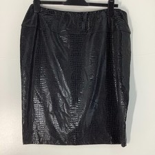 1XL Black Faux Leather Croc Skin Pencil Skirt PVC Wet Look Party Club Plus Size