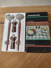 Vintage Hostess Set NIB Salad Servers , Salt & Pepper 1960s/70s G-Plan Era.