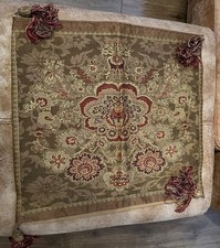 LAURA ASHLEY OLD GOLD TASSEL SQUARE CUSHION COVER CLASSIC STYLE