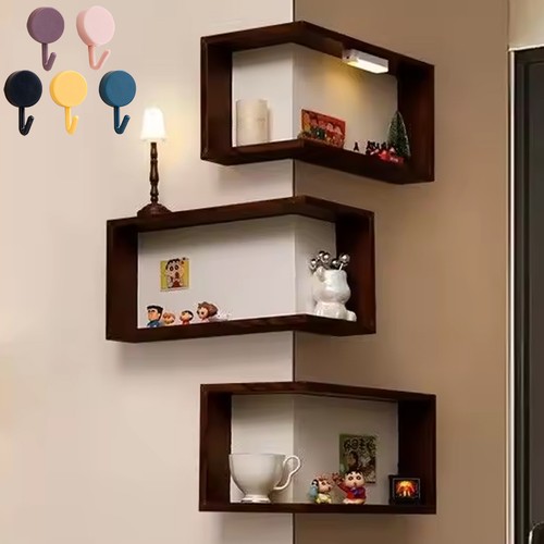 3pcs set wood corner shelves - 3pcs/set,