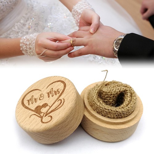 Vintage wooden round ring box - wooden,
