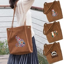 Printed Canvas Corduroy Tote