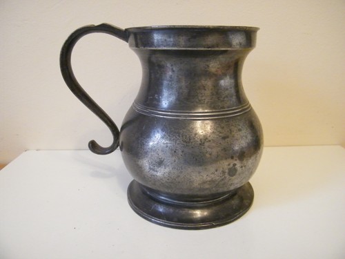 Antique pewter quart tankard - pewter,