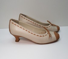 HOTTER PANACHE SIZE 3UK EUR36 WOMENS LEATHER SLIP ON LOW HEELED COURT SHOES BOW