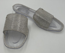 Juicy Couture Sliders Slides Harmonia Silver Diamante & Clear Soles EUR40/UK7 S5
