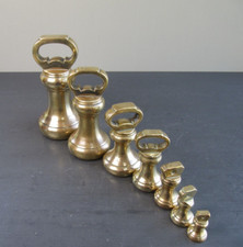 Antique Set of Brass Bell Weights - 7lb 4lb 2lb 1lb 8oz 4oz 2oz