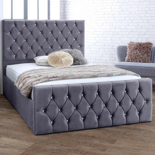 New ottoman steel grey plush - steel,