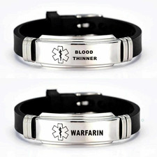 Blood Thinner Warfarin Medical Alert Bracelet – Stainless Steel Personalised ID