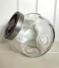 Cookie Jar/Biscuit/Pasta Clear Glass Storage upright or tilted  silver screw top