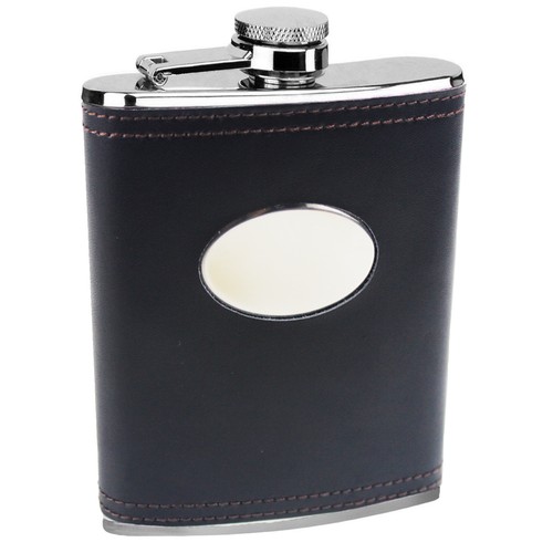 6oz black leather hip - hip, flask